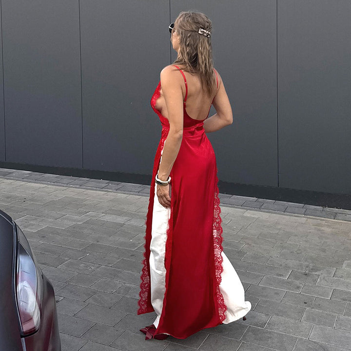 Femme Elegant Spidsbesat Maxi-Kjole Stilla
