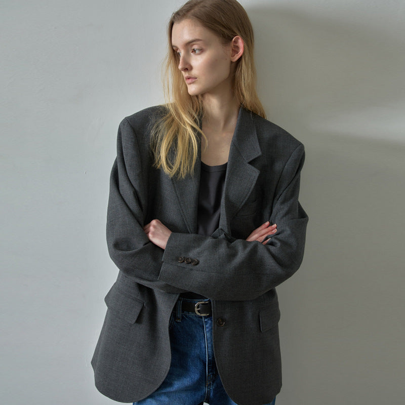 Dame Oversized Snit Blazer med Revers Stilla