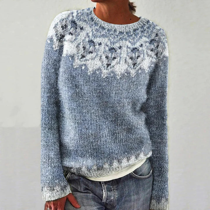 Kvinders strikket sweater med nordisk mønster og komfortabel pasform Stilla