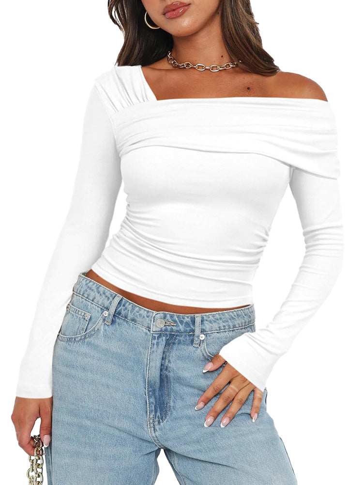 Femme Off-Shoulder Rynk Langærmet Top Stilla