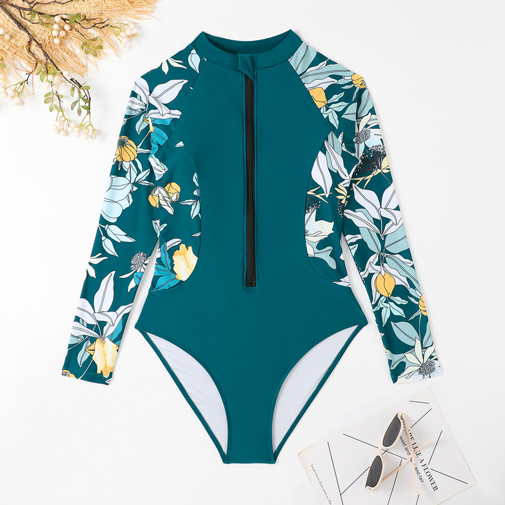 Damer Enstykke Badetøj med lange ærmer og blomsterdesign Stilla