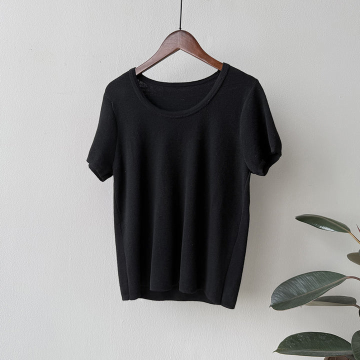 Dame simpel rund halsudskæring T-shirt i blødt materiale Stilla