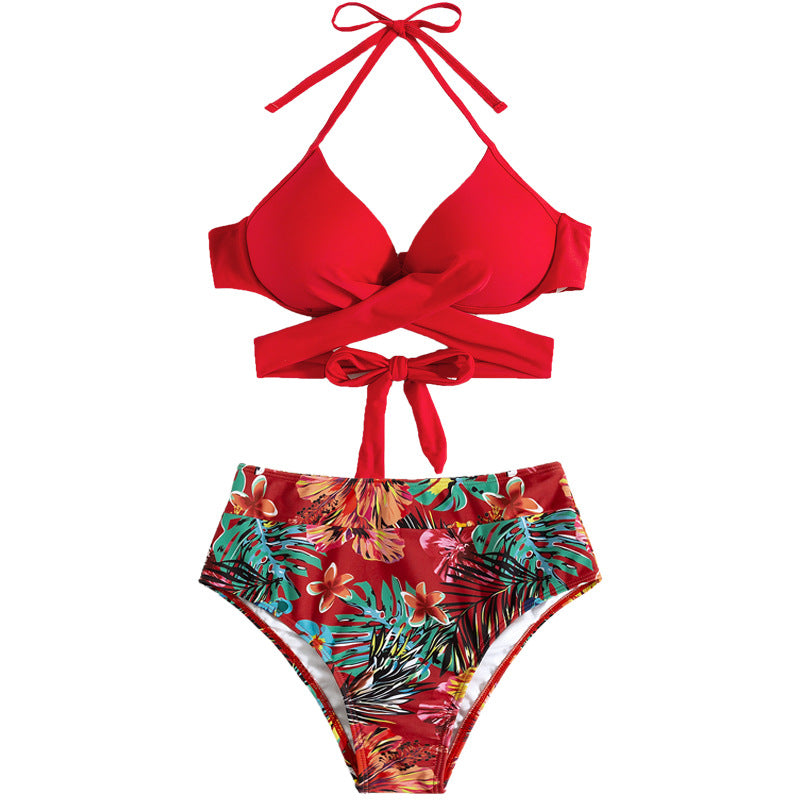 Dame triangel-bikini med elegant omslagdesign Skovae