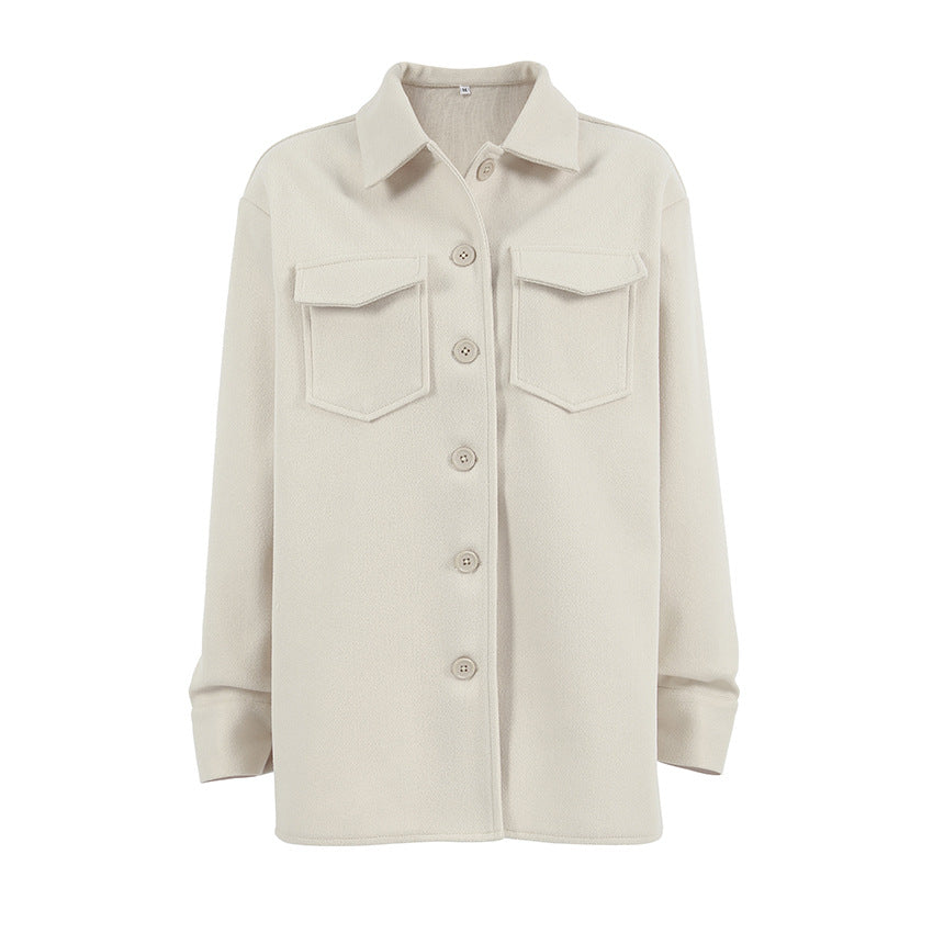 Dame Oversized Skjorteblazer med praktiske brystlommer og knapbare design Stilla