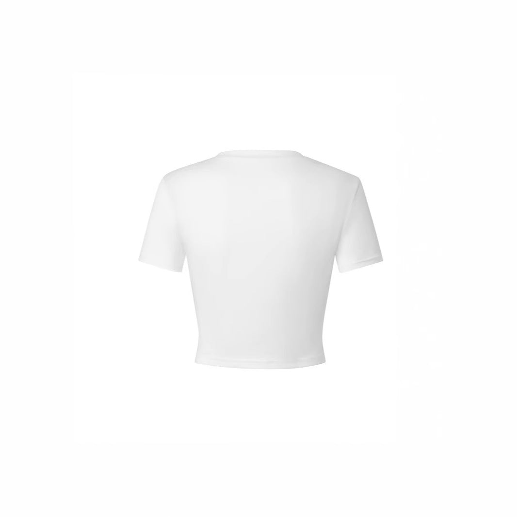 Dame Crop-T-Shirt med legende sløjfemønster Skovae