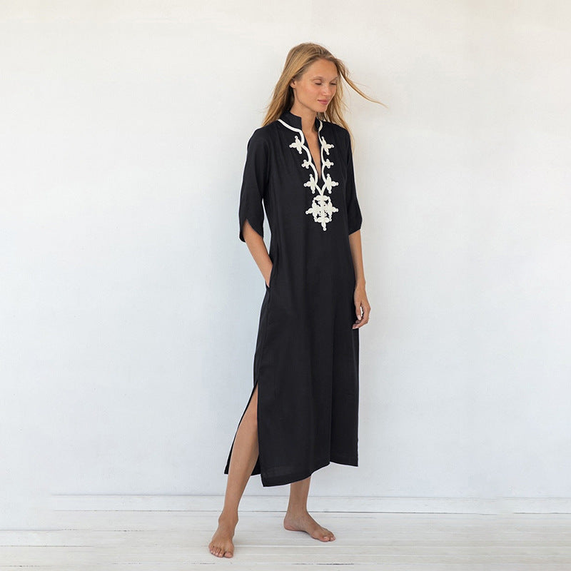 Dame Maxikjole med elegant broderi Stilla