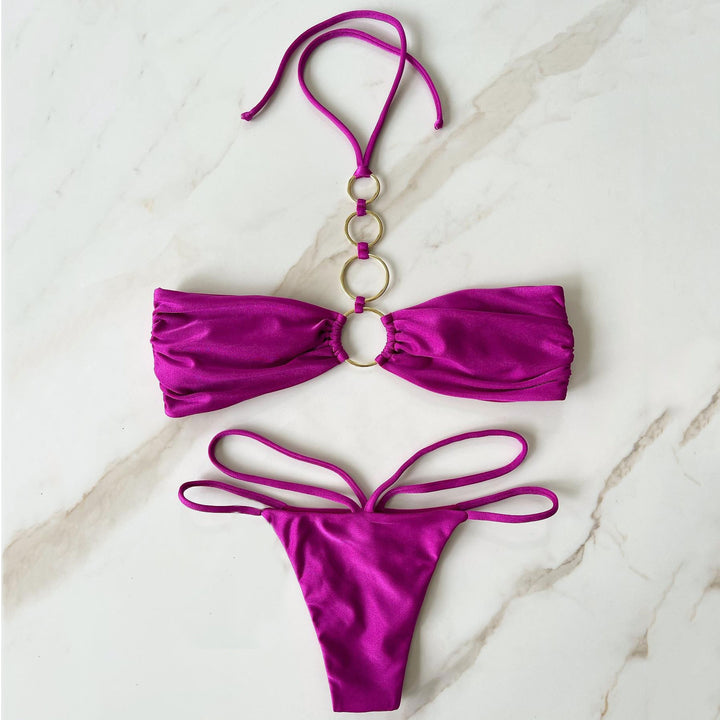 Dame Bikini-sæt med legesyg ring-design og justerbare stropper Stilla