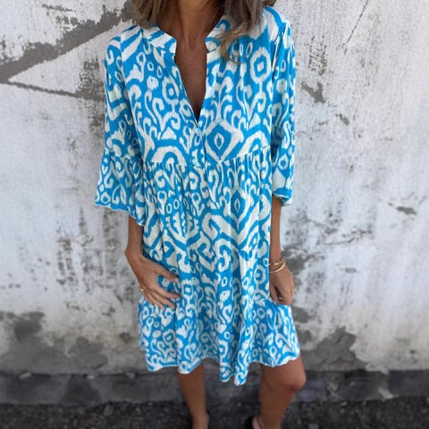 Damer Ikat-Print Tunika Kjole Stilla