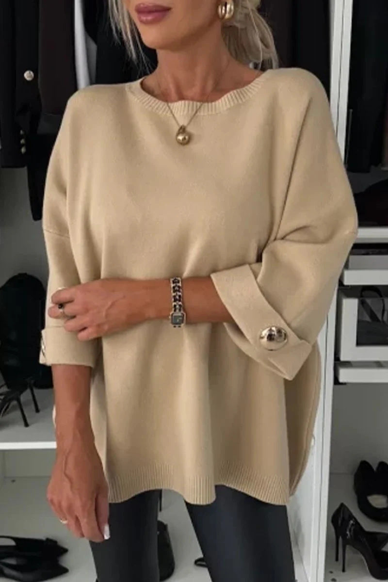 Damer mode oversized sweater med elegante knapdetaljer Stilla