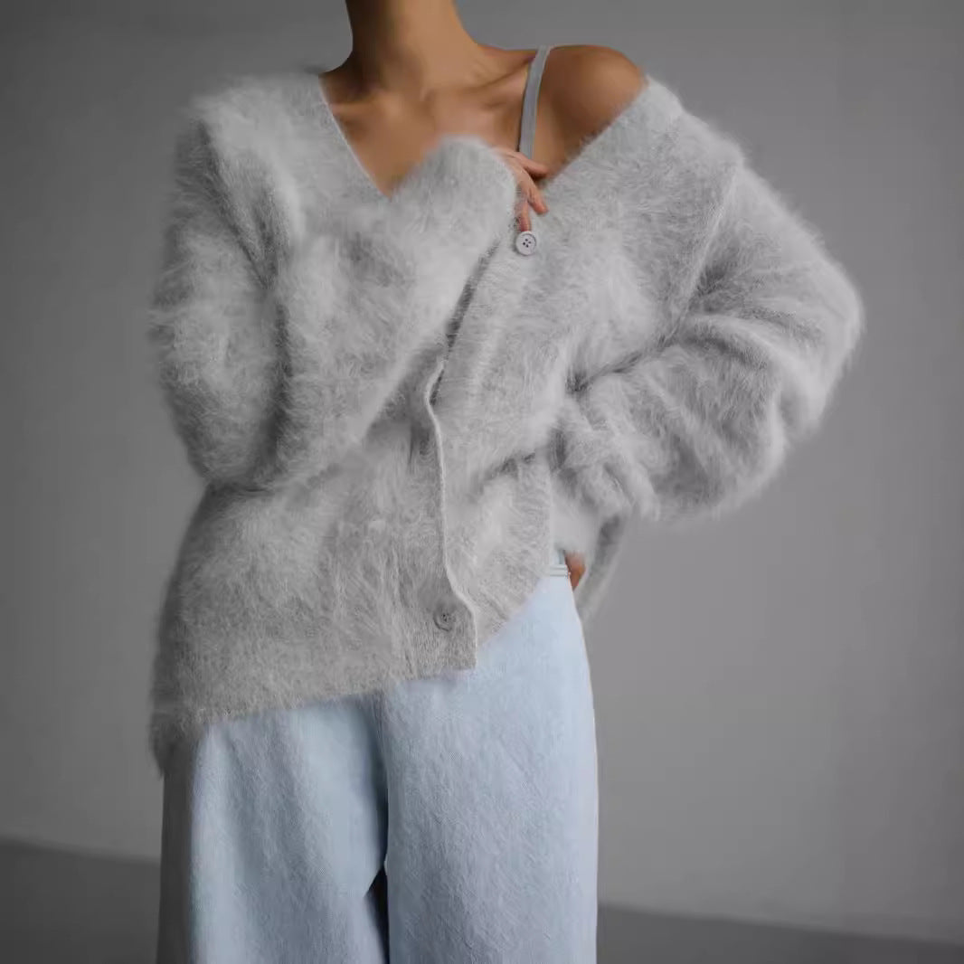 Damer hyggelig cardigan med voluminøse ærmer og elegante knapdetaljer Stilla
