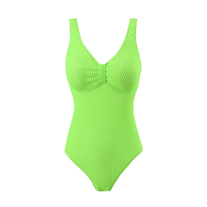Dame one-piece badedragt med figursyet, struktureret design og elegant V-udskæring Stilla
