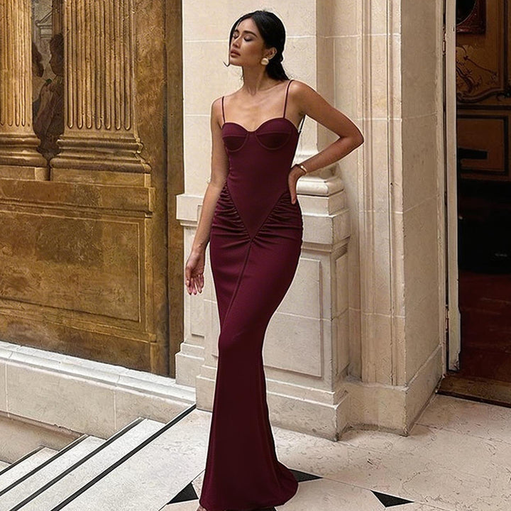 Dame maxi kjole med draperinger Skovae