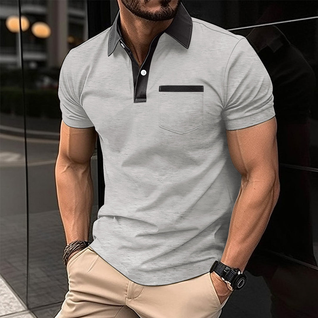 Herrer Poloshirt med moderne kontrastkrave og praktisk brystlomme Stilla