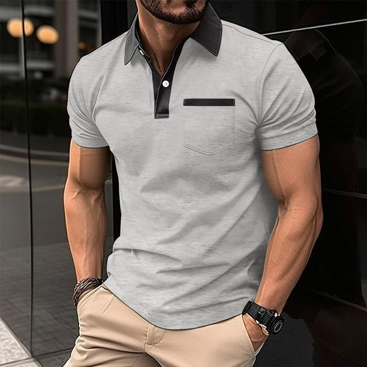 Herrer Poloshirt med moderne kontrastkrave og praktisk brystlomme Stilla