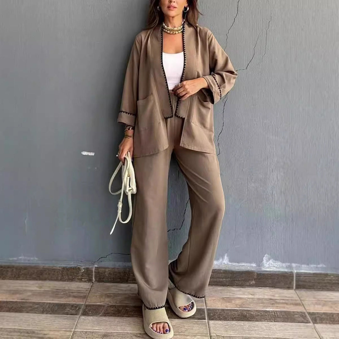 Stilla | Lounge Jumpsuit Løs Pasform Bredde Ben Blazer med Lommer