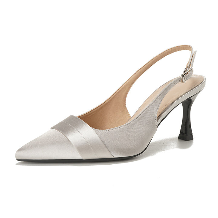 Dame Sling-Pumps med elegant satin-overflade og raffineret hæl højde Stilla
