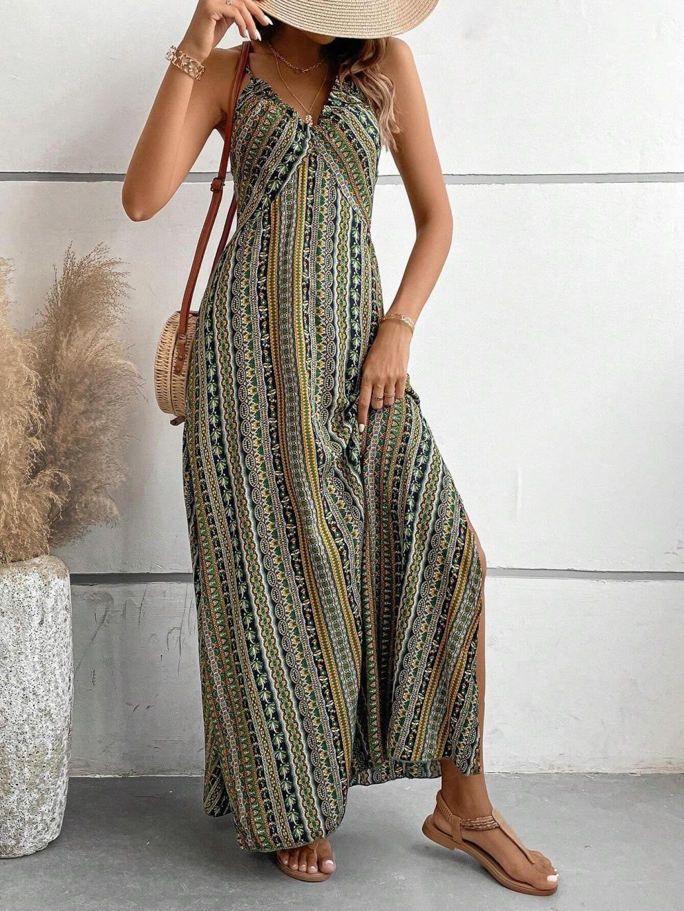 Damer Strappy Bohemian Maxi Kjole Stilla