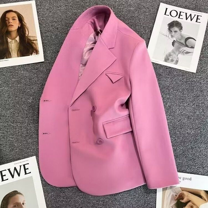 Dame elegant, tætsiddende dobbeltradet blazer med kreativ skæring Stilla