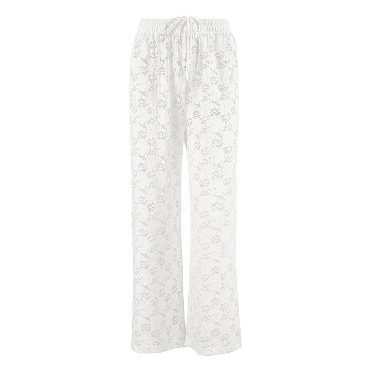Dame Palazzo-bukser med blomster-spidsmønster og elastisk talje Stilla