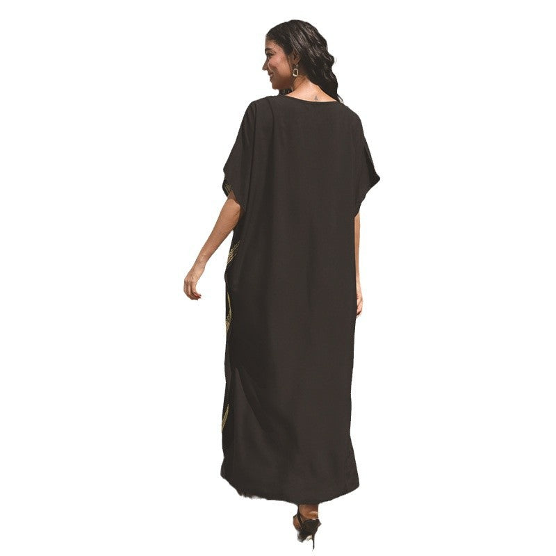 Dame elegant Kaftan med kunstneriske broderier Stilla