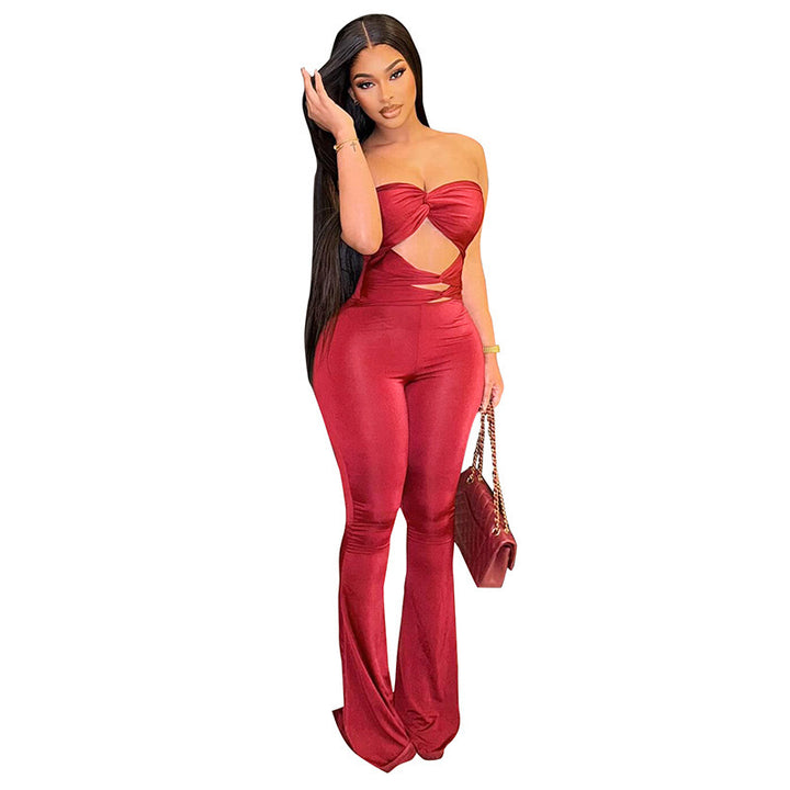 Dame Elegant Cut-Out Jumpsuit med flydende ben Skovae