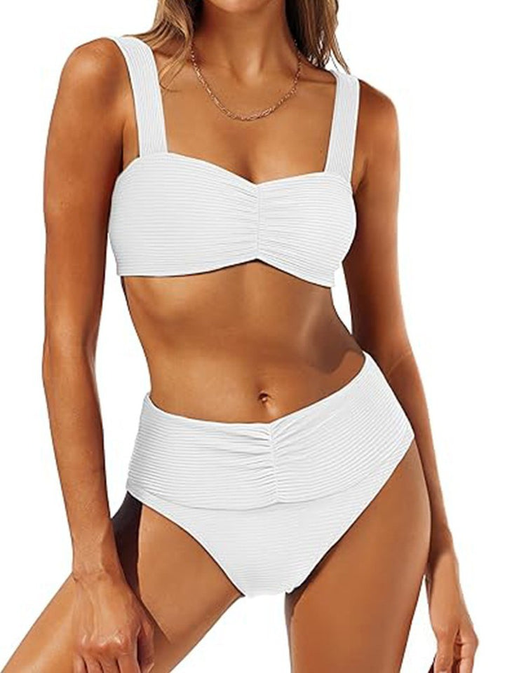 Dame Rib-Højtalje-Bikini-Sæt Stilla 1750840292
