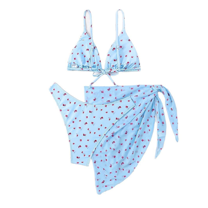 Dame triangle bikini med blomstret sarong Skovae
