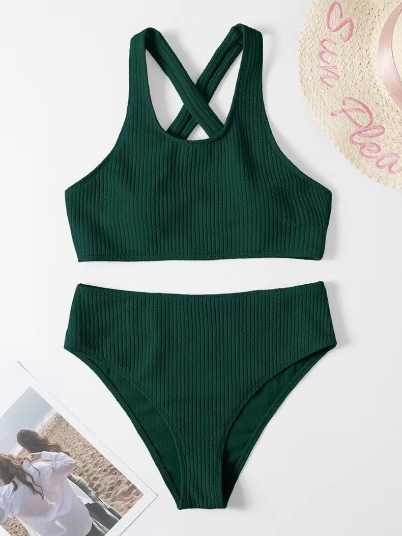 Dame Ribbet Højskåret Sport Bikini Sæt Stilla