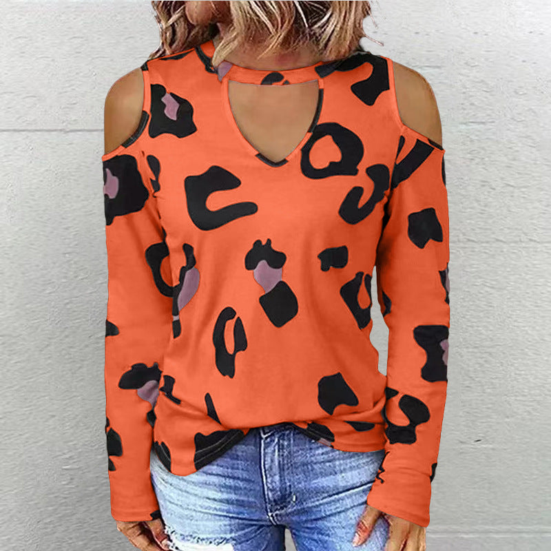 Dame Trendy Langærmet skjorte med cut-outs og leopardmønster Stilla