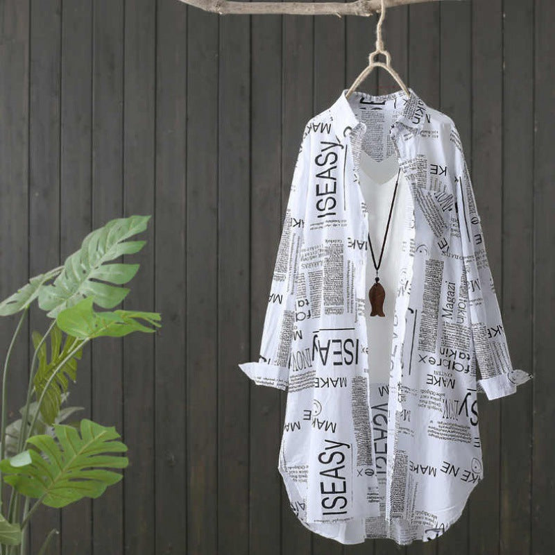 Dame Lettrykt Kimono Jakke Stilla