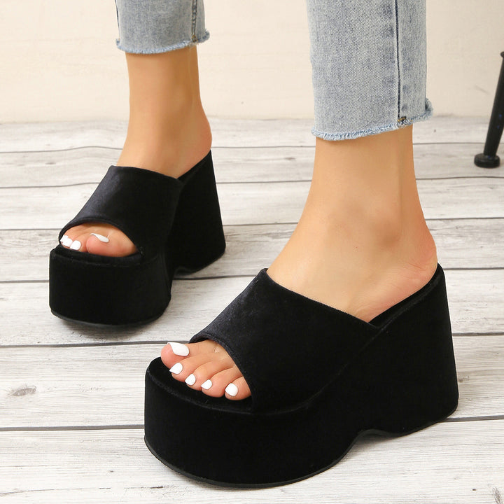 Dame platform-sandaler med blødt fløjlsovermateriale og tyk sål Stilla