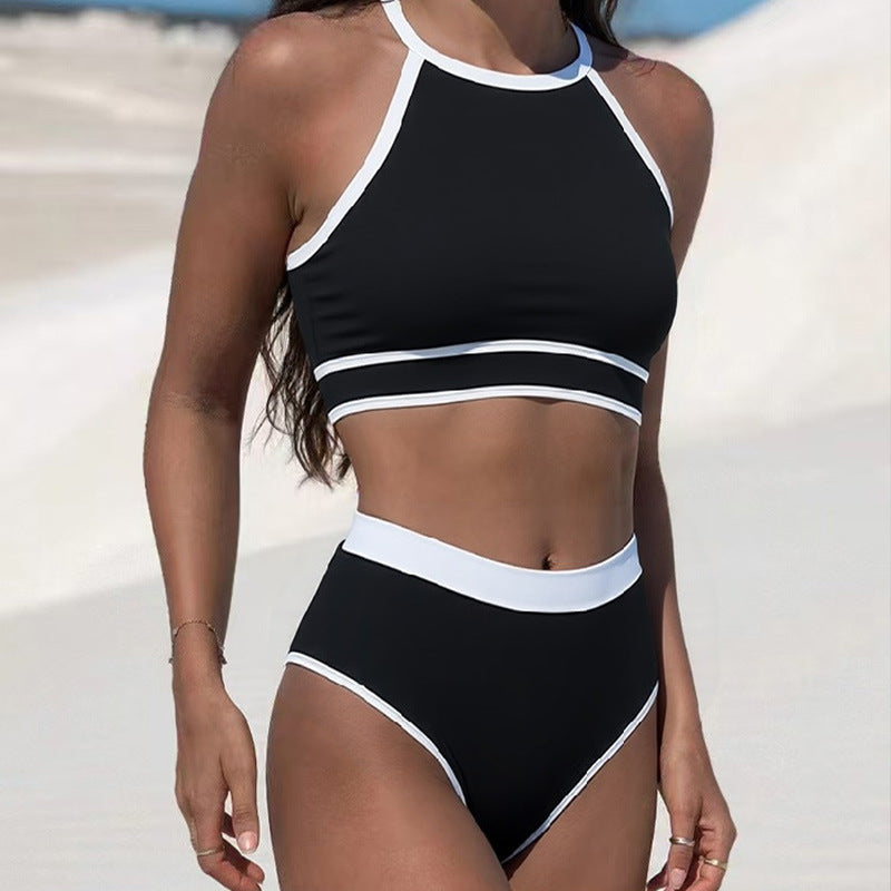 Dame Sporty Bikini-sæt med højskåret bund og racerback-top Skovae