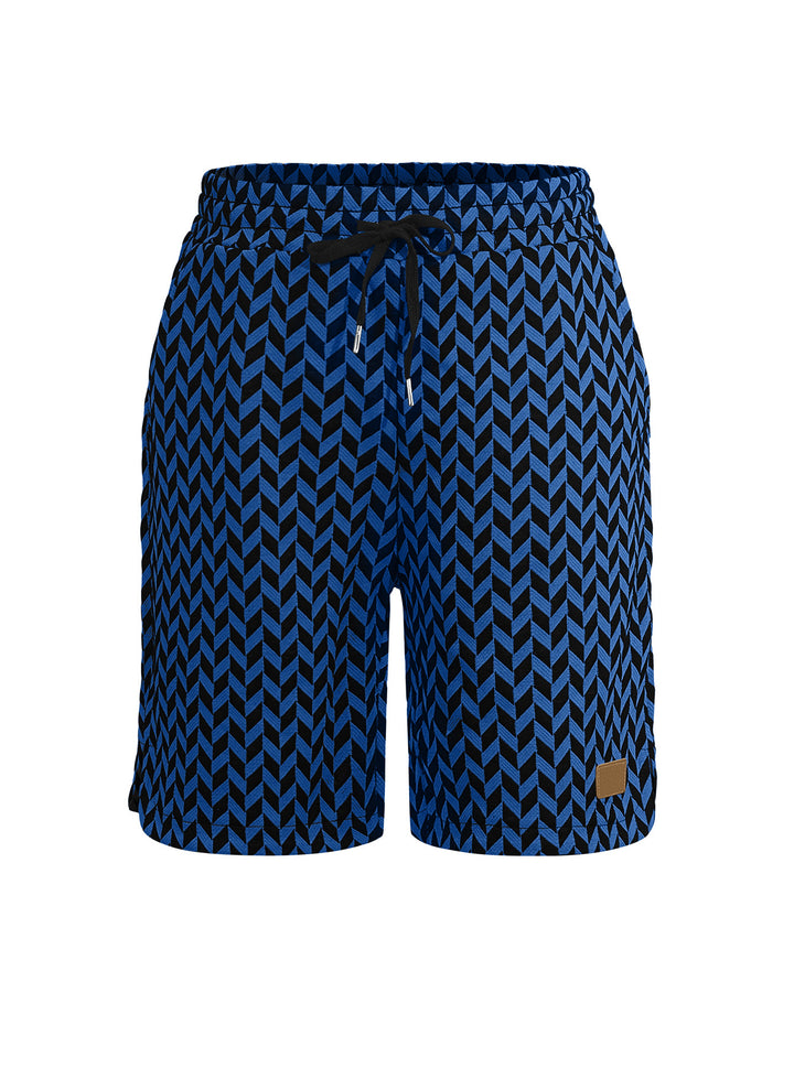 Dame nan Jacquard-Shorts med elastisk komfortliv, snøre og fiskebensmønster Skovae