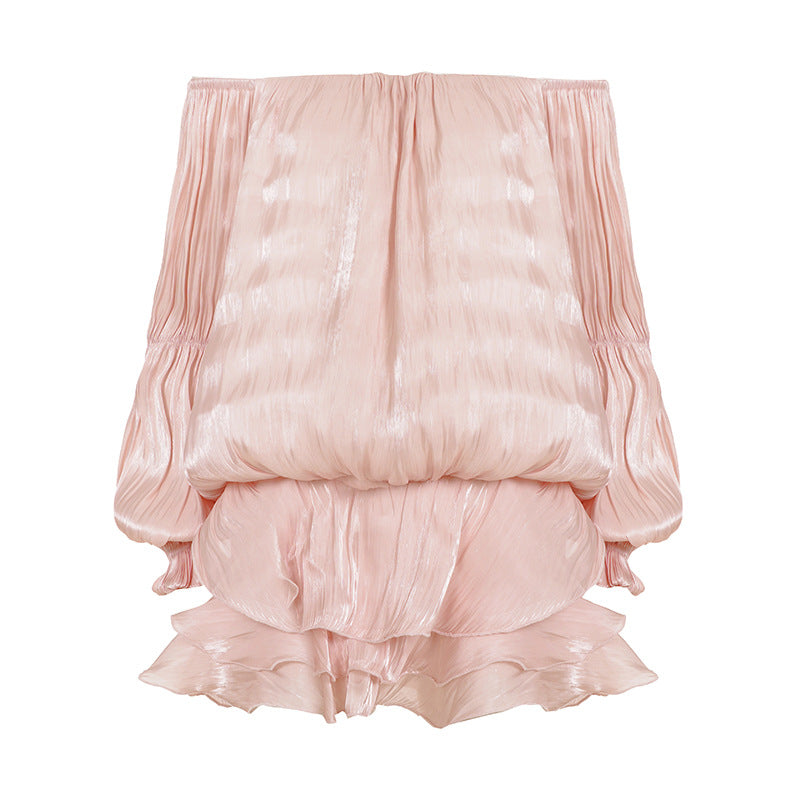 Dame luftigt Off-Shoulder kjole med flæser Skovae