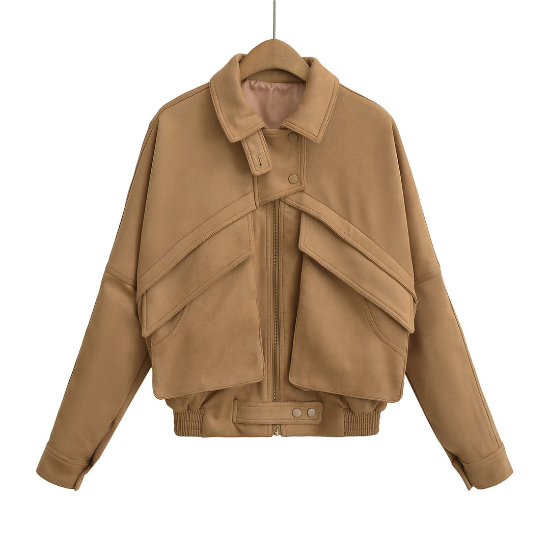 Dame elegant oversized jakke med moderne snit og spændende draperingselementer Stilla