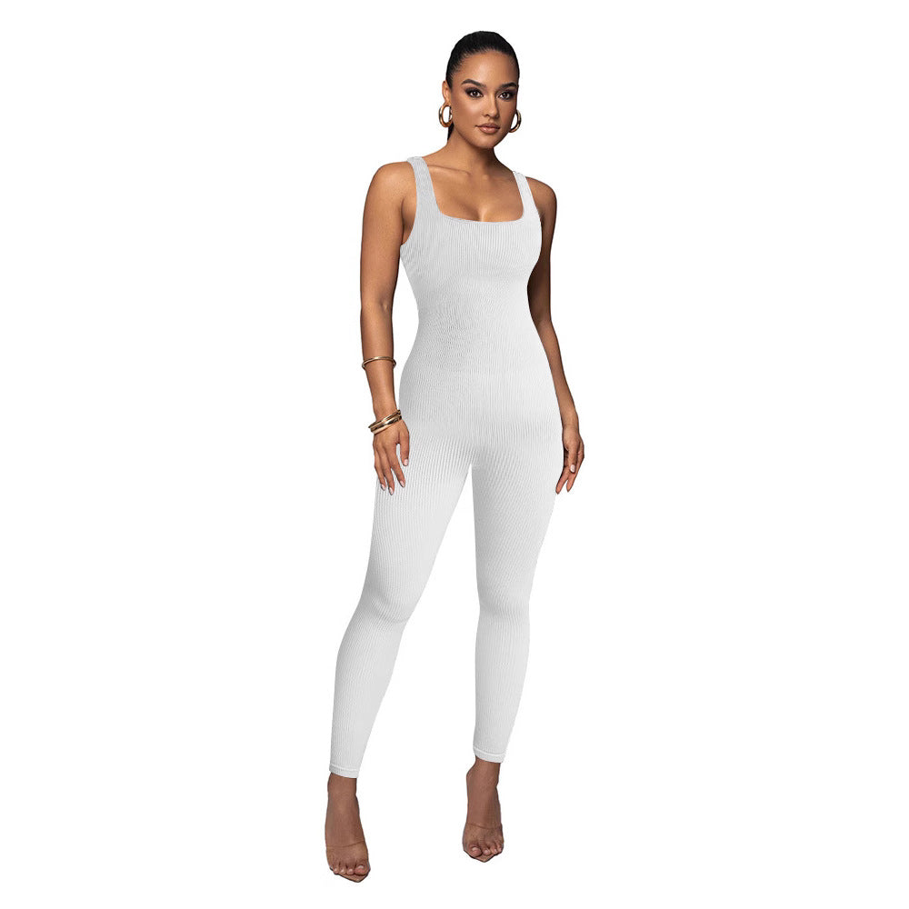 Dame figurtilpasset jumpsuit med ribstruktur Stilla