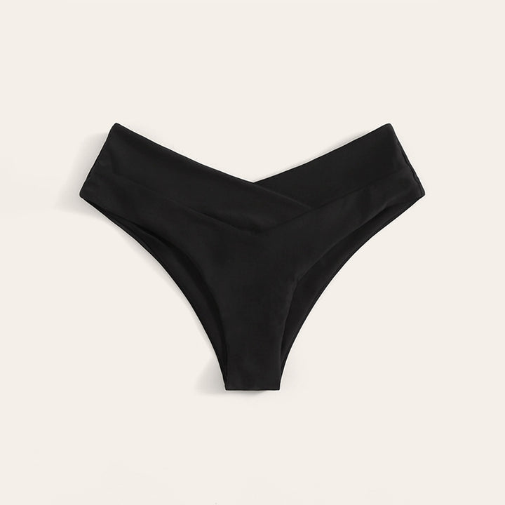 Dame bikini slip med høj talje og elegant V-udskæring Skovae