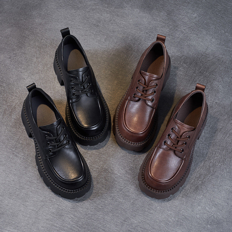 Dame Chunky Platform Oxford Sko med Dekorative Syninger Stilla