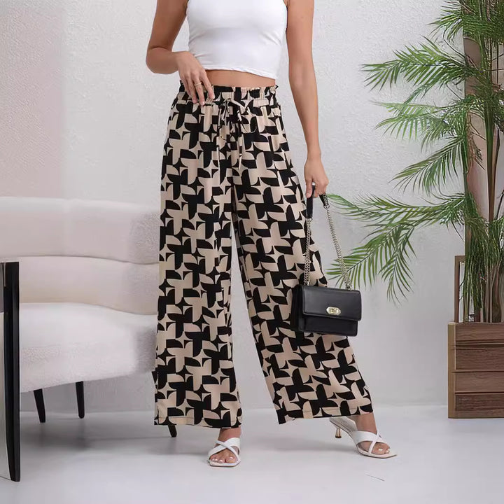 Dame løse chinos i geometrisk design Stilla