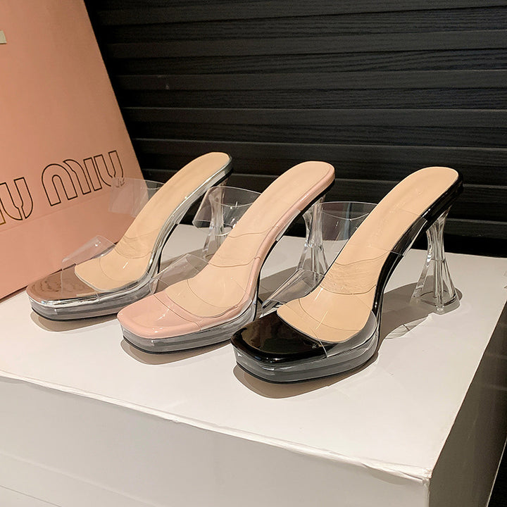 Dame transparente sandaler med luksuriøs plexiglas hæl Stilla