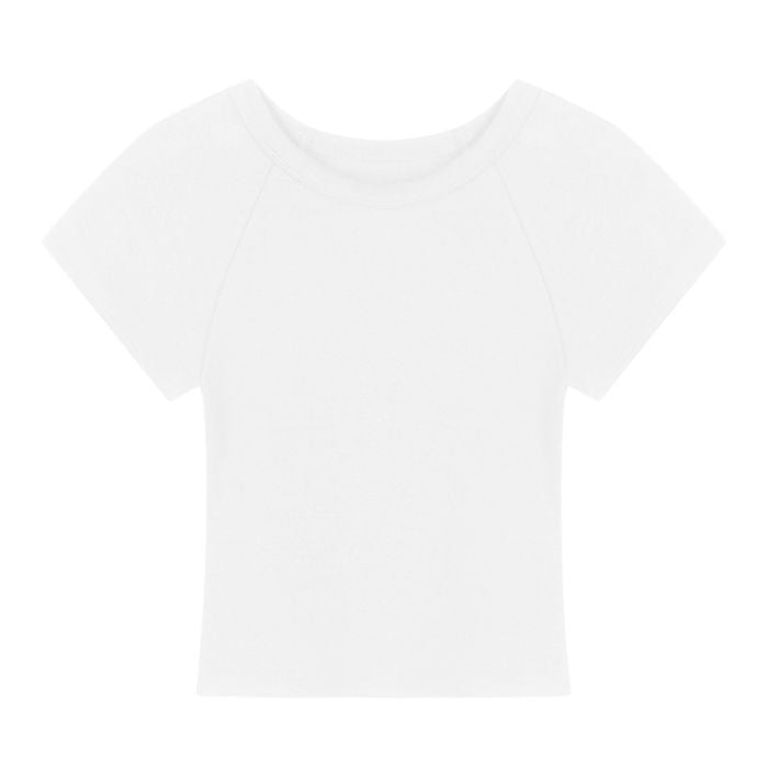 Dame cropped T-shirt med fashionable rund hals og afslappet design
