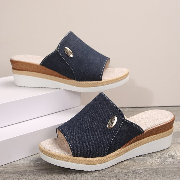 Damer Komfortable kile-sandaler med struktureret overmateriale Stilla