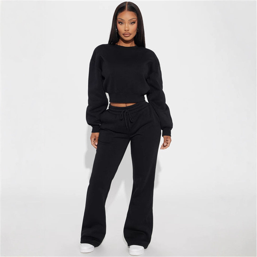 Kvindernes cropped sweatshirt med droppe skuldre og bred kant Skovae