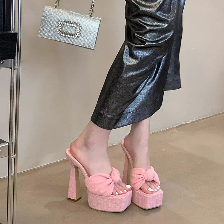 Dame Chunky Hælet Slide Sandaler med Knote Detalje Stilla