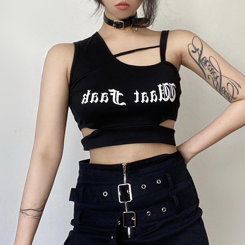 Dame Crop-Top med kreativt cut-out-design og sporty påskrift Stilla