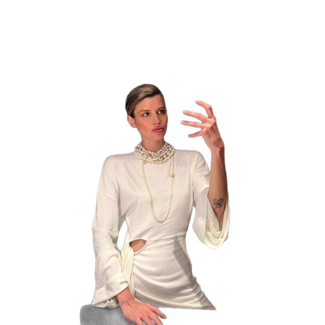 Dame elegant minikjole med asymmetrisk snit og flæsedetaljer Stilla
