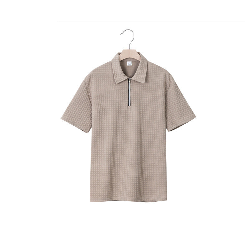 Herrer polo t-shirt med lynlås og struktureret design Stilla