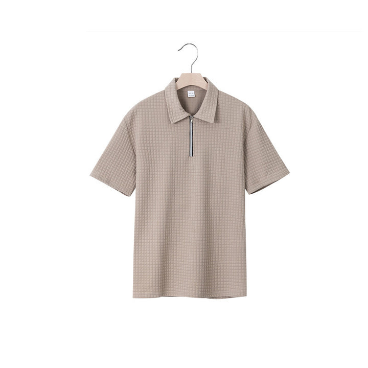 Herrer polo t-shirt med lynlås og struktureret design Stilla