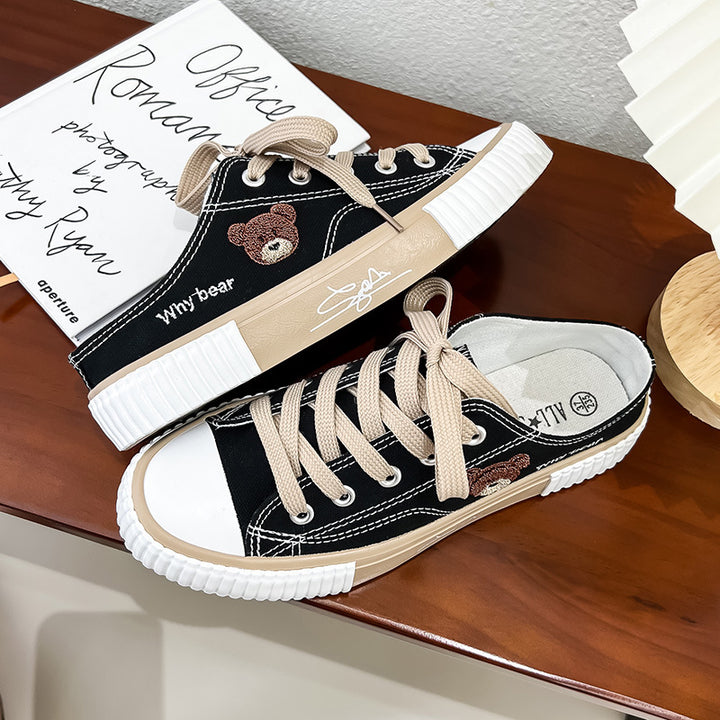 Dame Slip-On Sneakers med robust design og trendy bjørnemotiv Stilla