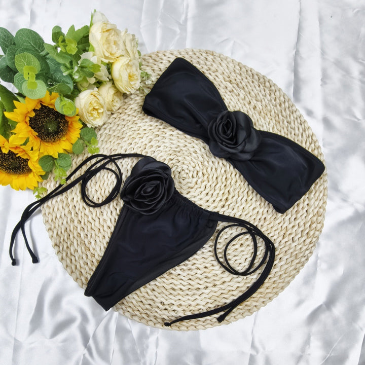 Dame Bikini-sæt med blomster top og sidesnore Stilla